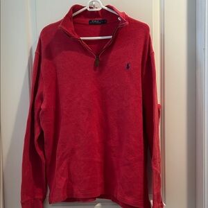 Polo Ralph Lauren 1/4 ZipUp Red ribbed soft Pullover embroider logo mens size L
